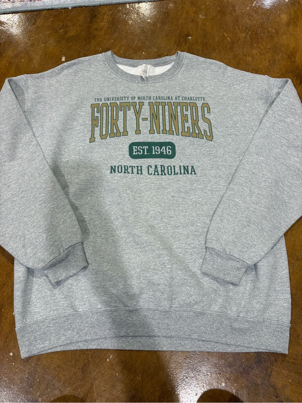 Hanes Gray Crewneck Sweatshirt with Green & Gold 'Forty-Niners' Graphic